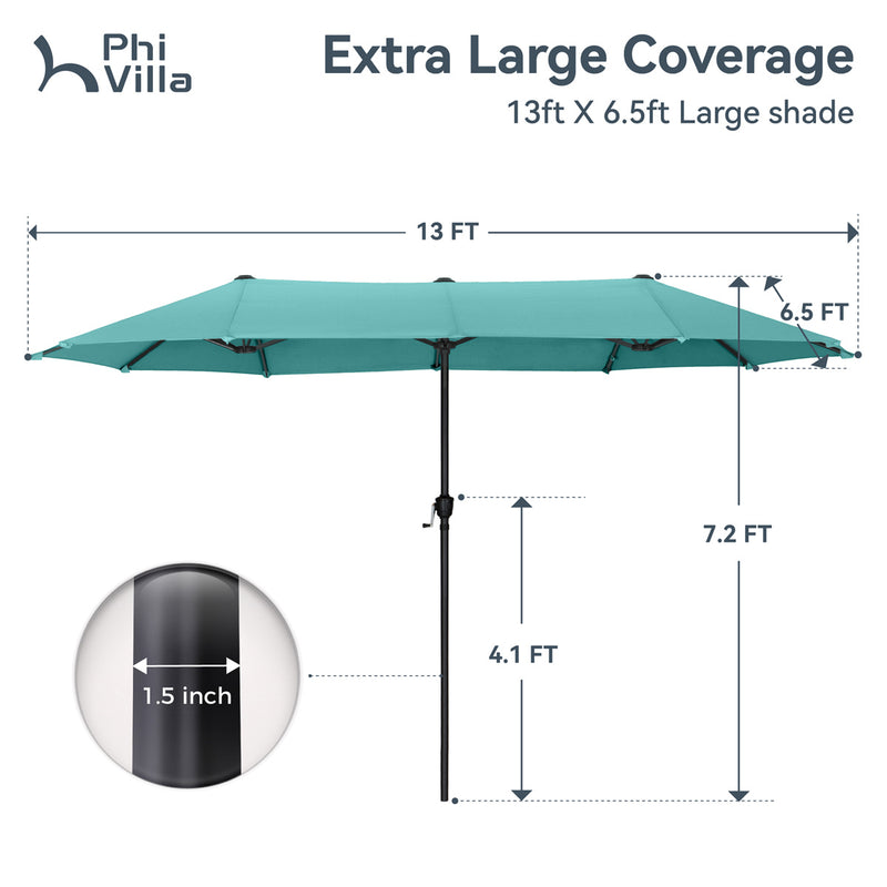 PHI VILLA 13ft 11-Color Double-Sided Outdoor Large Umbrella