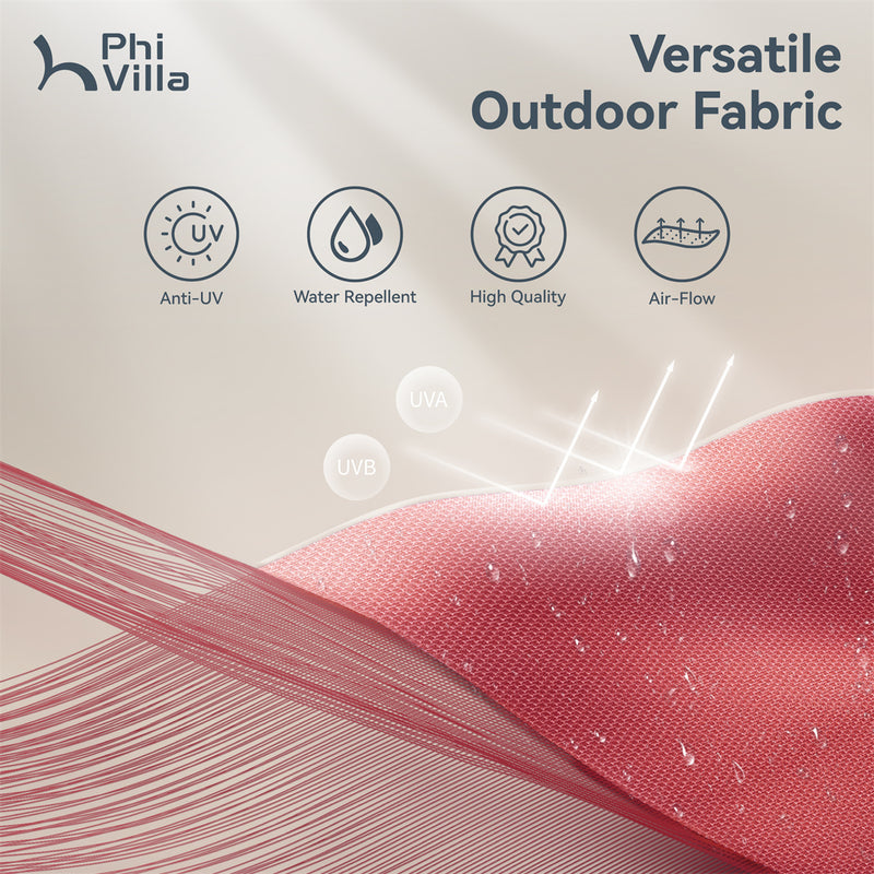 PHI VILLA 13Ft Double-Sided Umbrella - Solar Powered LED Lights, Adjustable Crank, and Durable Construction