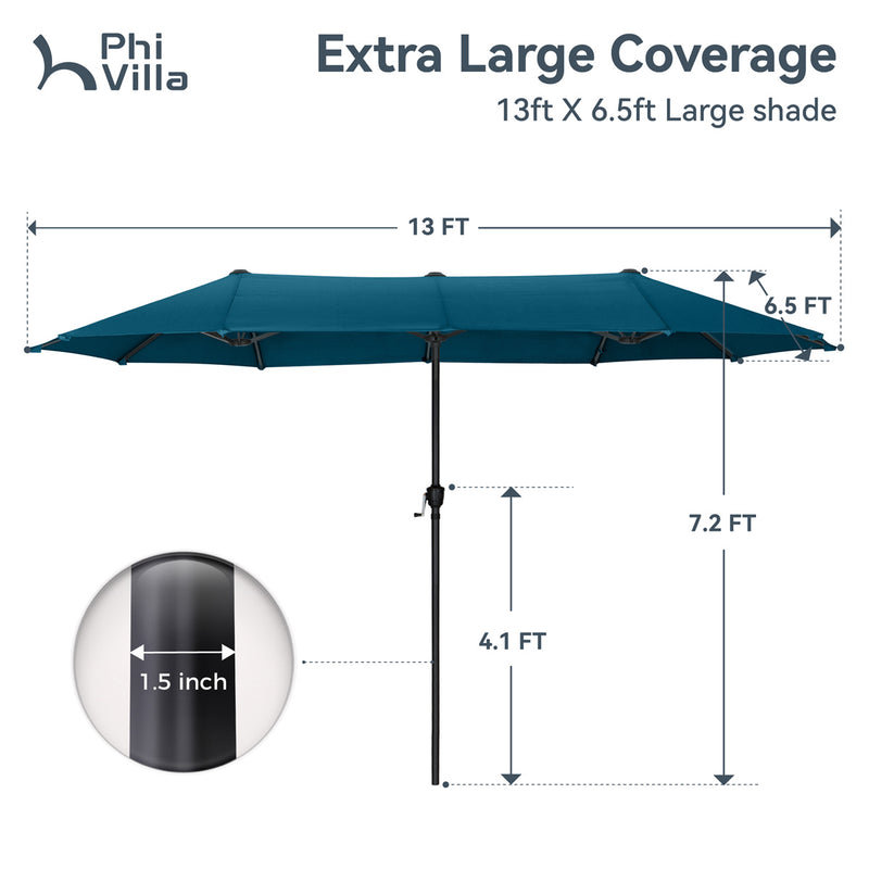 PHI VILLA 13ft 11-Color Double-Sided Outdoor Large Umbrella