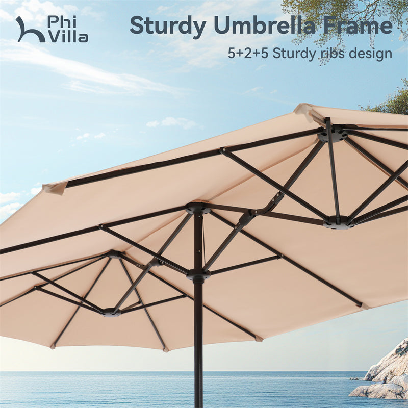 PHI VILLA 13ft Double-Sided Outdoor Large Umbrella