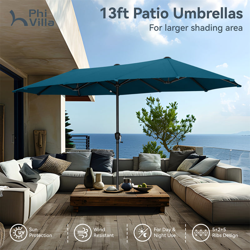 PHI VILLA 13ft 11-Color Double-Sided Outdoor Large Umbrella