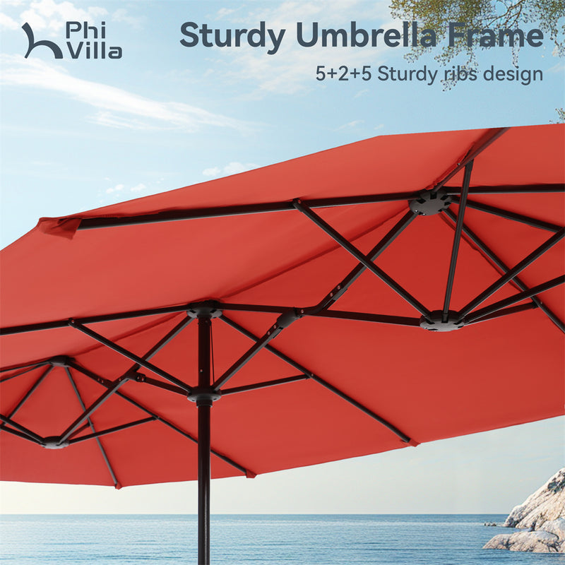 PHI VILLA 13ft Double-Sided Outdoor Large Umbrella