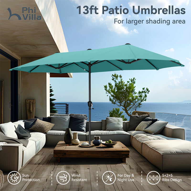 PHI VILLA 13ft 11-Color Double-Sided Outdoor Large Umbrella