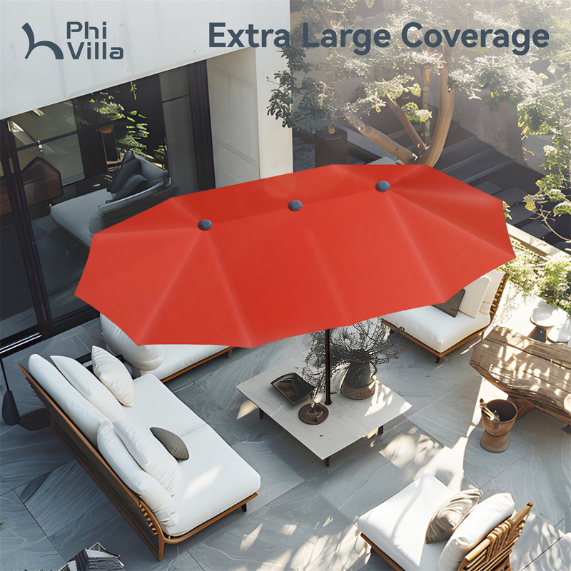 PHI VILLA 13ft Double-Sided Outdoor Large Umbrella