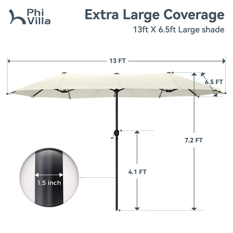 PHI VILLA 13ft 11-Color Double-Sided Outdoor Large Umbrella