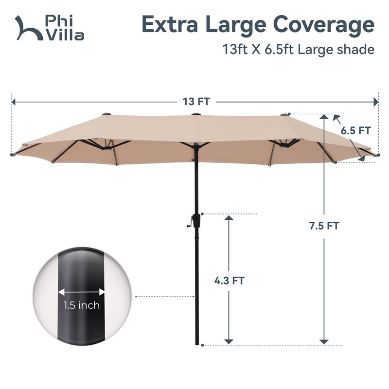 PHI VILLA 13ft Double-Sided Outdoor Large Umbrella