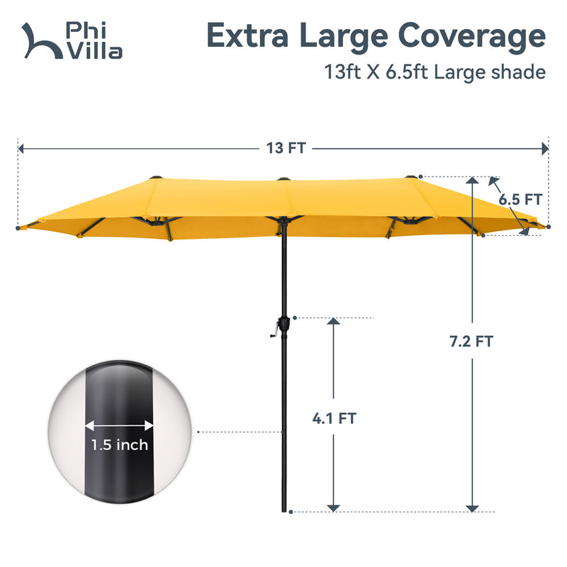 PHI VILLA 13ft Double-Sided Outdoor Large Umbrella