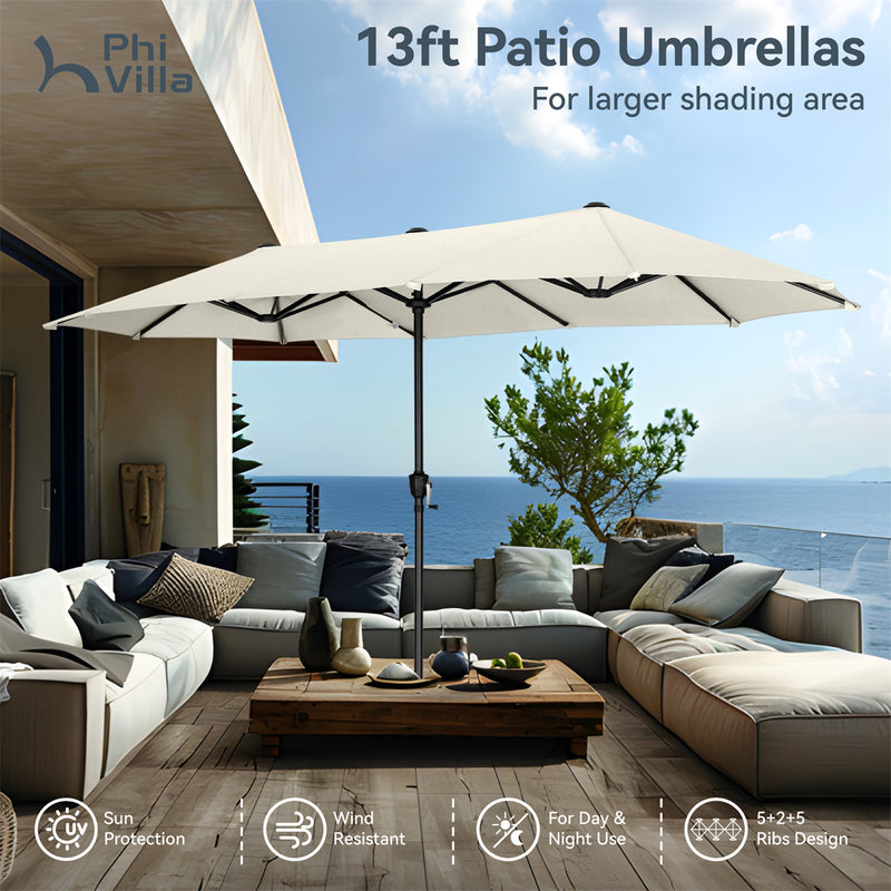 PHI VILLA 13ft 11-Color Double-Sided Outdoor Large Umbrella