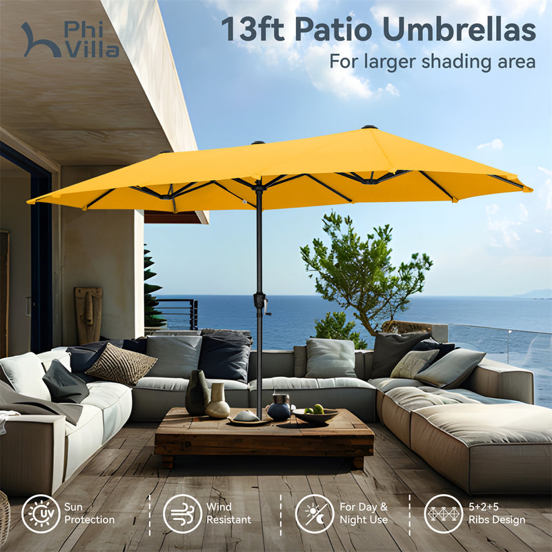 PHI VILLA 13ft 11-Color Double-Sided Outdoor Large Umbrella