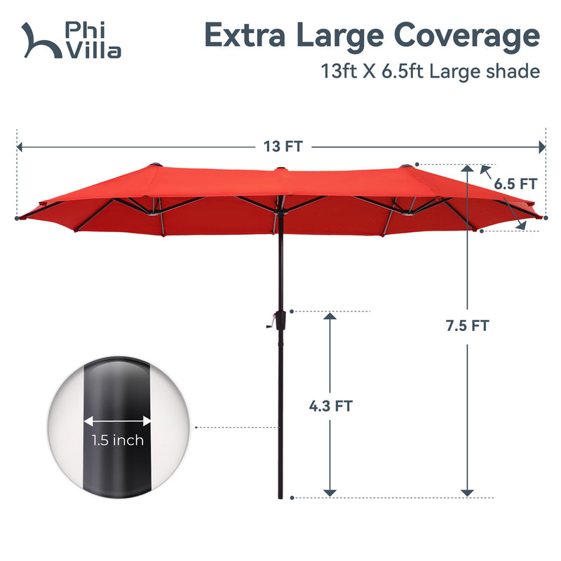 PHI VILLA 13ft Double-Sided Outdoor Large Umbrella