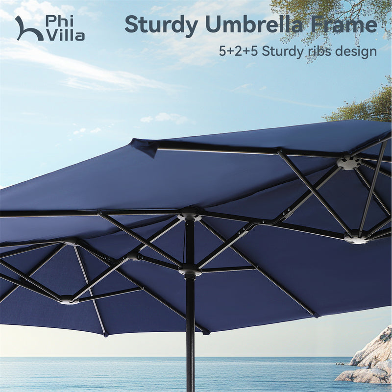 PHI VILLA 13ft Double-Sided Outdoor Large Umbrella