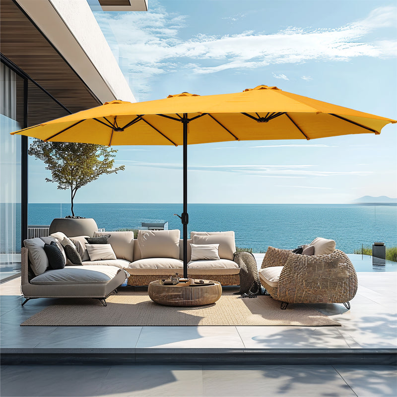 PHI VILLA 15ft Double-Sided Patio Extra Large Twin Umbrella