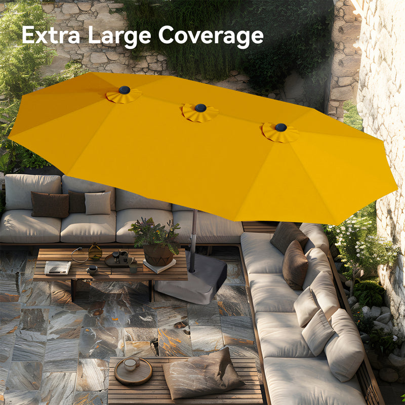 PHI VILLA 15ft Double-Sided Patio Extra Large Twin Umbrella