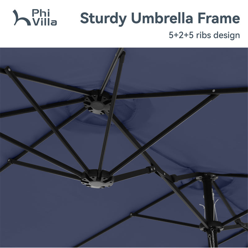 PHI VILLA 15ft Double-Sided Patio Extra Large Twin Umbrella