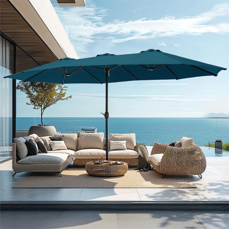 PHI VILLA 15ft Double-Sided Patio Extra Large Twin Umbrella