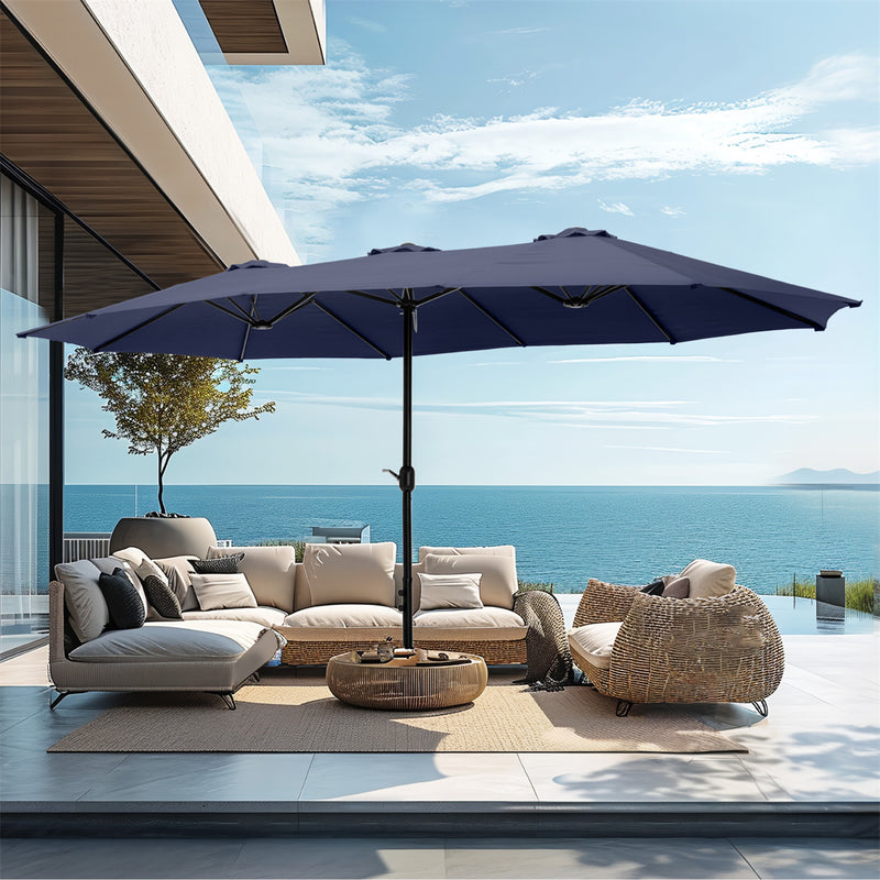 PHI VILLA 15ft Double-Sided Patio Extra Large Twin Umbrella