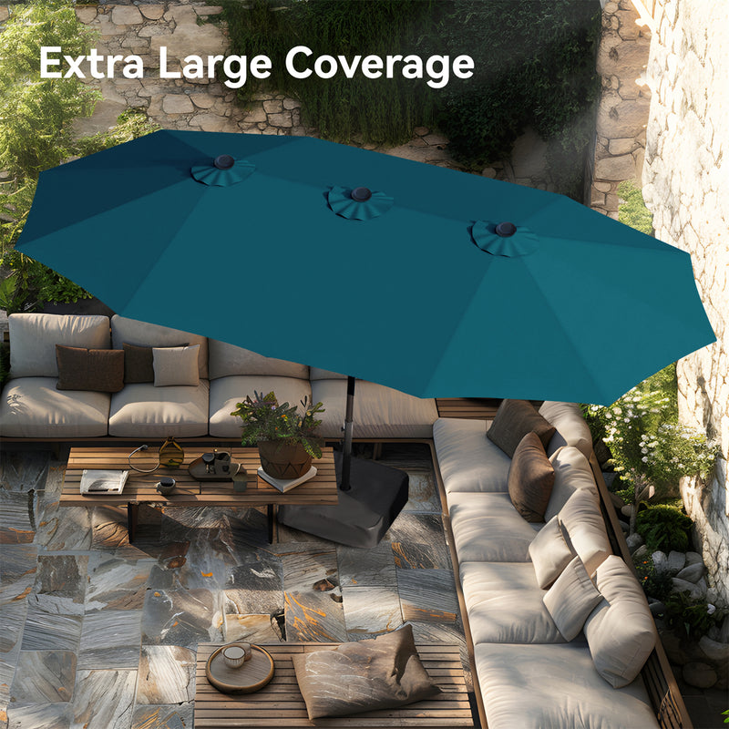 PHI VILLA 15ft Double-Sided Patio Extra Large Twin Umbrella