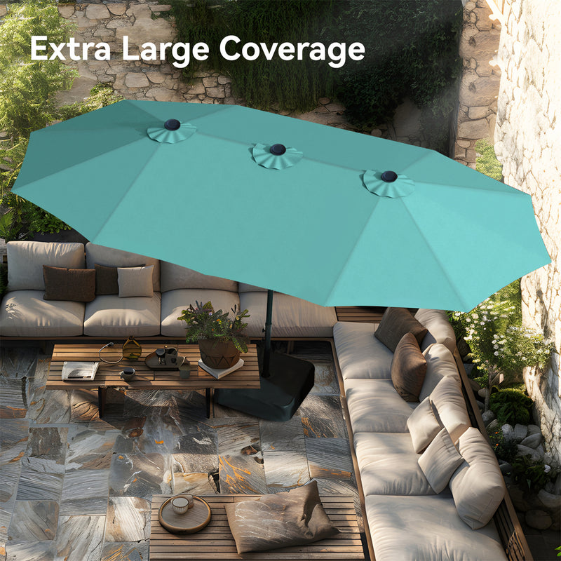 PHI VILLA 15ft Double-Sided Patio Extra Large Twin Umbrella