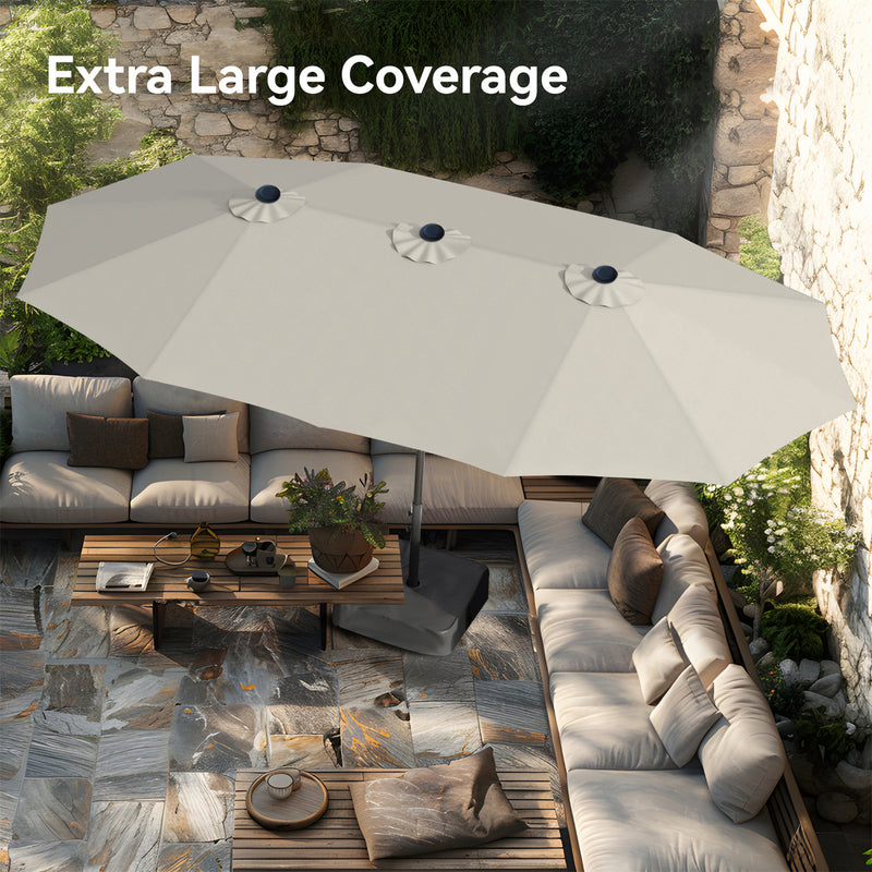 PHI VILLA 15ft Double-Sided Patio Extra Large Twin Umbrella