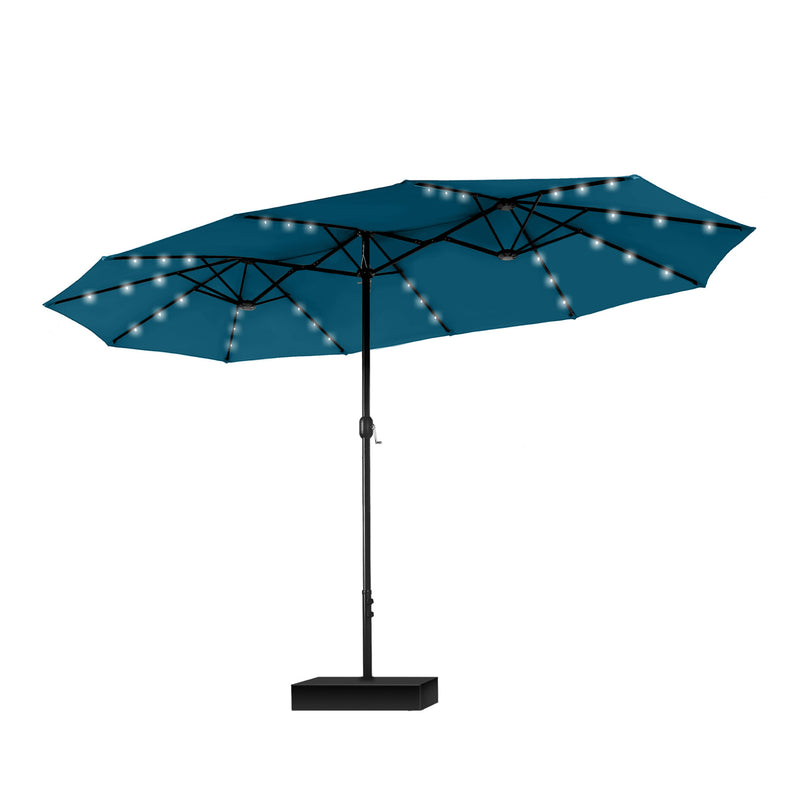 PHI VILLA 15ft Double-Sided Patio Extra Large Umbrella With LED Lights