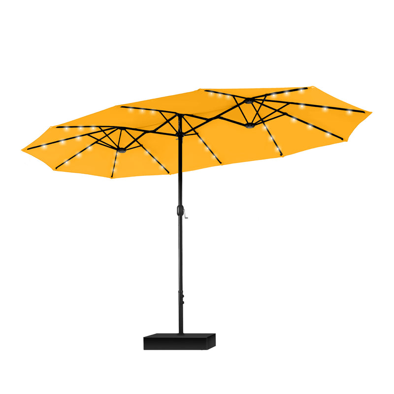 PHI VILLA 15ft Double-Sided Patio Extra Large Umbrella With LED Lights