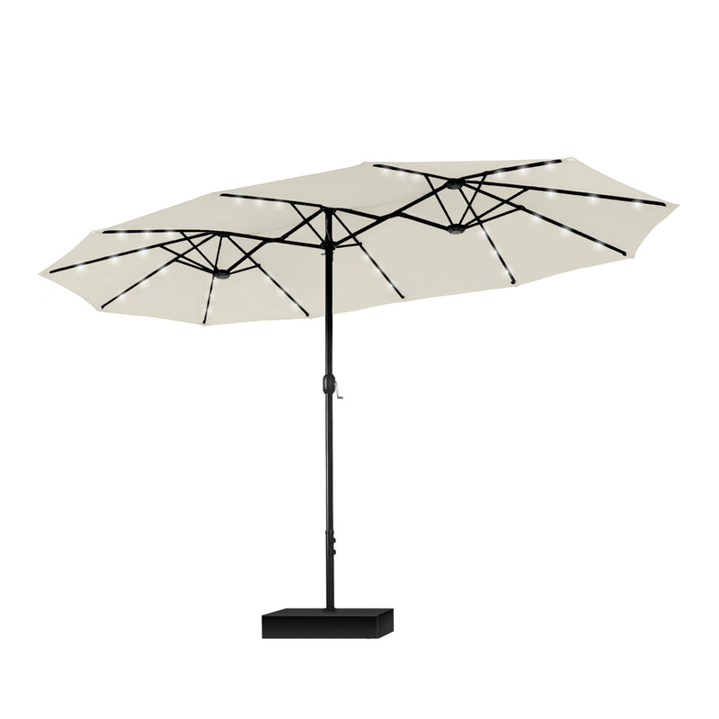 PHI VILLA 15ft Double-Sided Patio Extra Large Umbrella With LED Lights