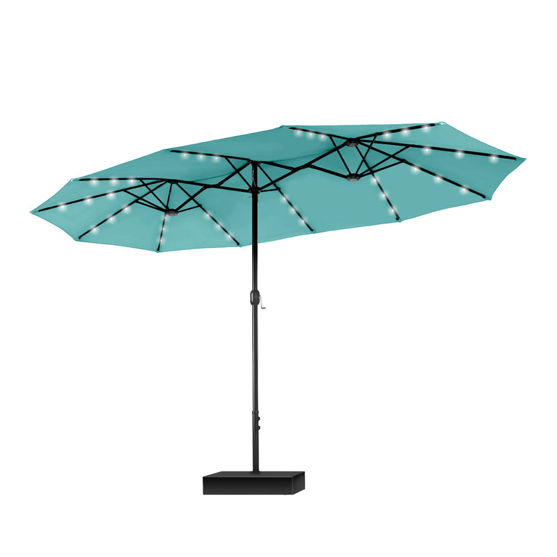 PHI VILLA 15ft Double-Sided Patio Extra Large Umbrella With LED Lights