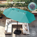 PHI VILLA 15ft Double-Sided Patio Extra Large Umbrella With LED Lights