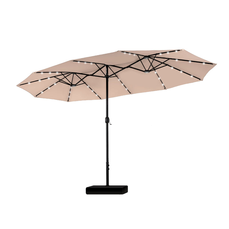 PHI VILLA 15ft 11-Color Double-Sided Patio Extra Large Umbrella With LED Lights