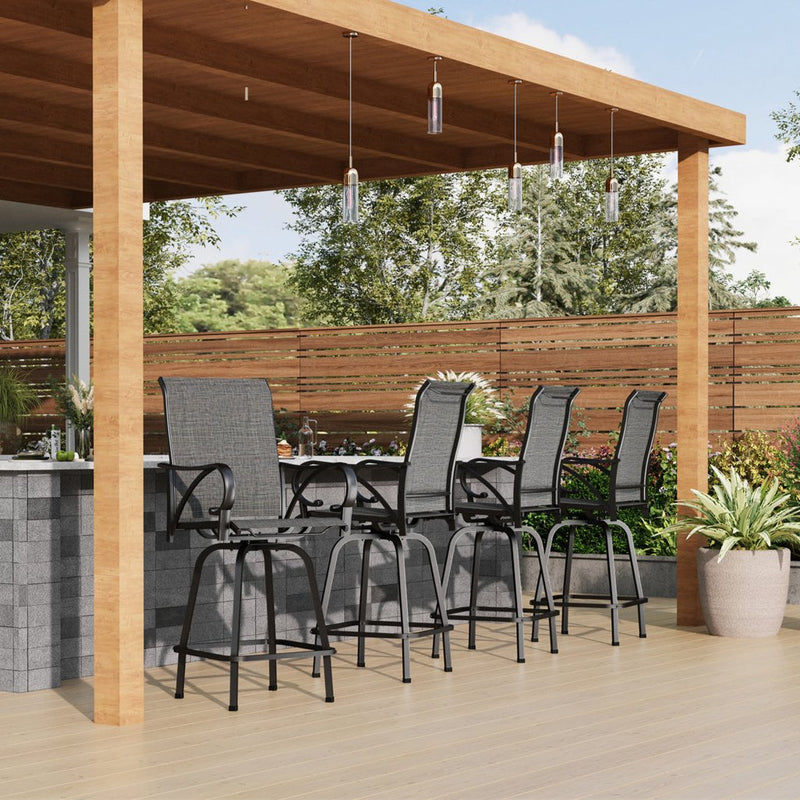 grey swivel bar stools for outdoor kitchen island 4 seaters