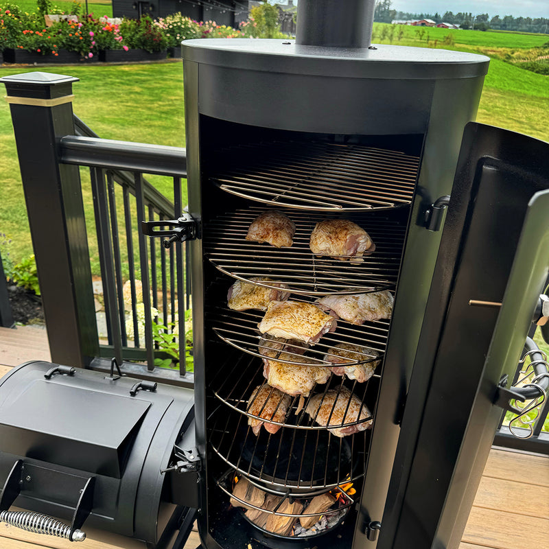 Captiva Designs Heavy-Duty Domestic Vertical Offset Charcoal Patio Smoker