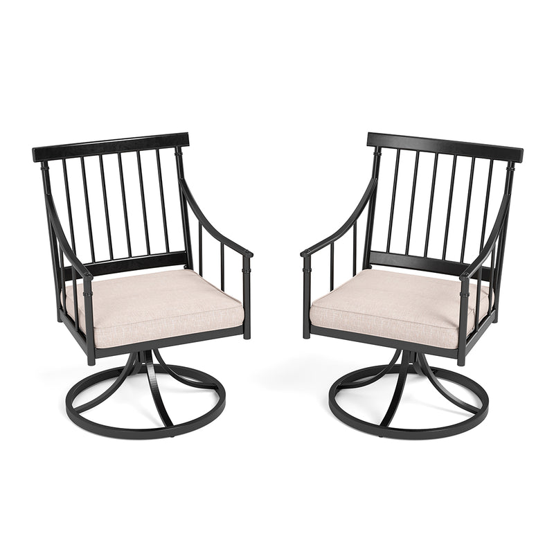 PHI VILLA Farmhouse Style Outdoor Swivel Dining Chairs with Cushion