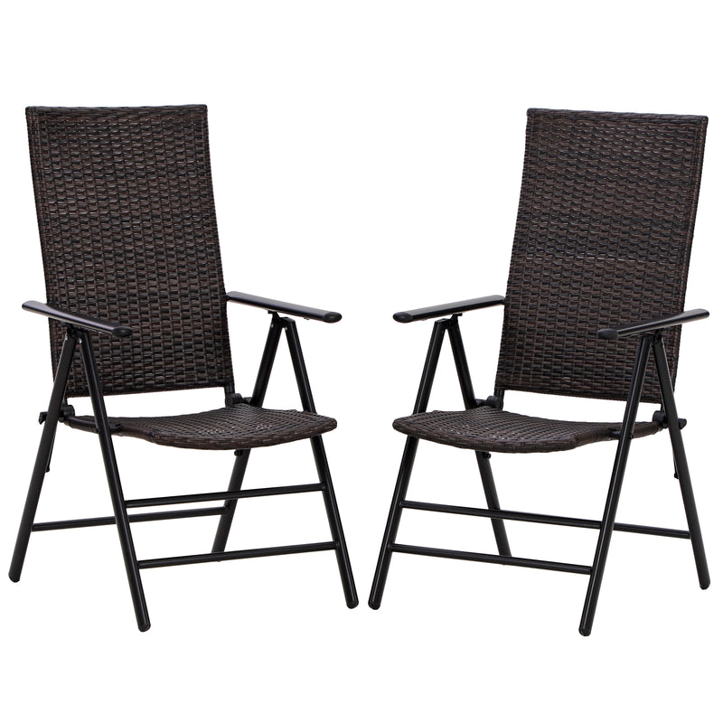 Phi Villa Folding Rattan Dining Chair Aluminum & Steel Frame Set of 2