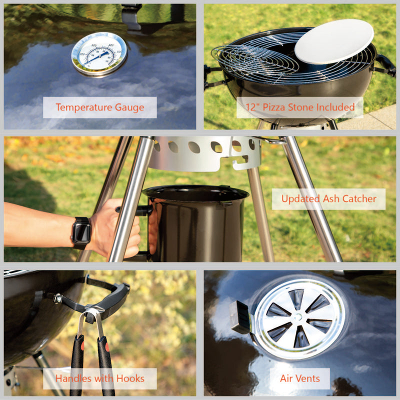 Captiva Designs 17 Portable Outdoor 2-In-1 Charcoal Grill & Water Smo