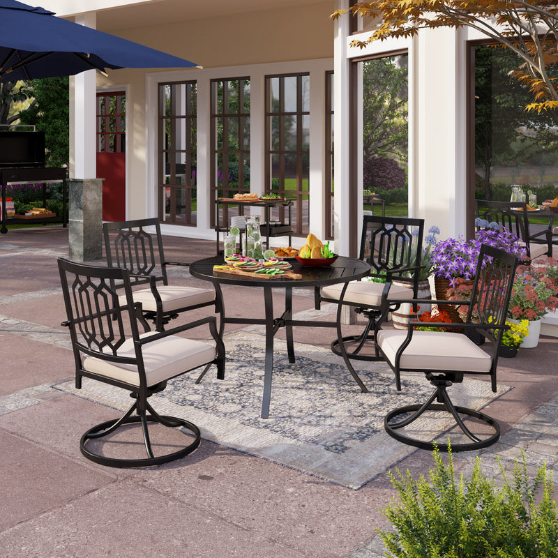 Round patio table discount with 6 swivel chairs